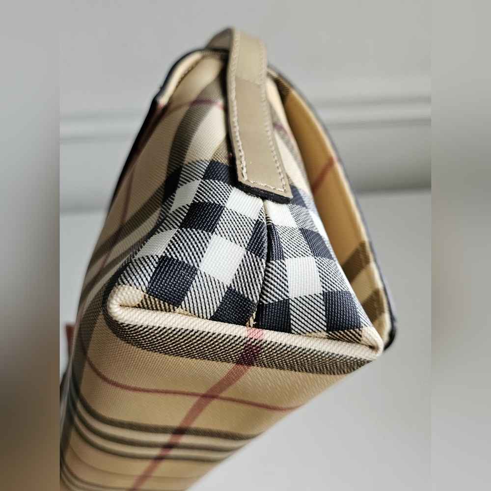 Burberry London Beige Leather & Coated Canvas Novacheck Shoulder Bag - Picture 6 of 13